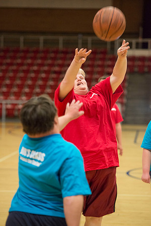 Bob Christensens Special Education class puts on a great show in the Hart Gym playing basketball.