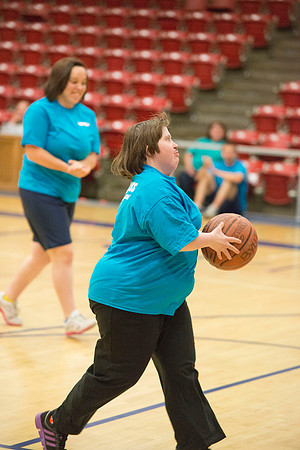 Bob Christensens Special Education class puts on a great show in the Hart Gym playing basketball.