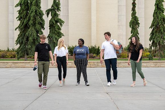 Student models for Admissions Viewbook cover options. May 2023
