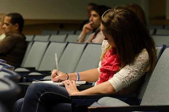 Participants listen to Phil Allred teach a class, "The Family: God's Perspective" during Education Week 2013. Photo by Taylor Davenport