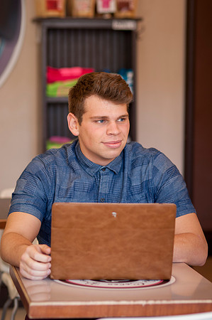 Blake, an online learning student, studies off campus in Rexburg, Idaho.