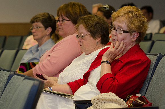 Women listen to Phil Allred teach a class, "The Family: God's Perspective" during Education Week 2013. Photo by Taylor Davenport