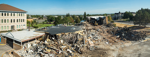 Big D Construction doing some major Destruction to the Kirkham Building.