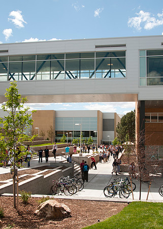 Students depart the BYU-Idaho Center after devotional.