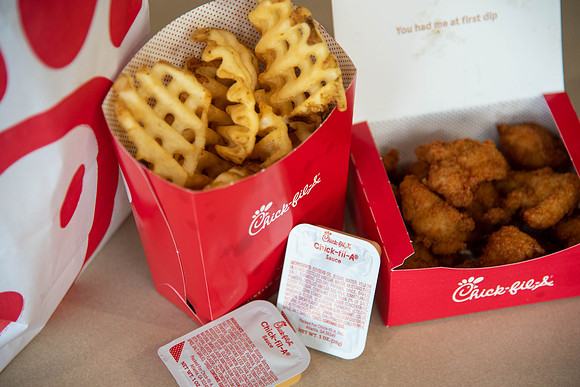 Chick-fil-a on campus at the Food Court at the Manwaring Center.