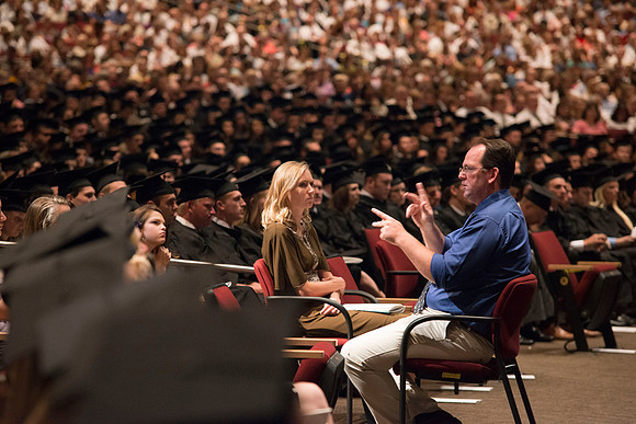 Commencement ceremony in the BYU-Idaho Center.  BYU-Idaho photos by Michael Lewis