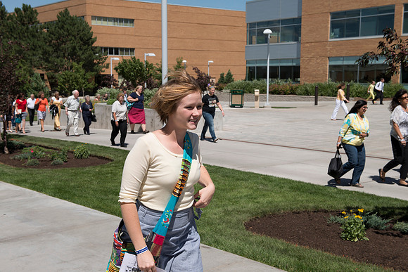 The campus is a buzz with patrons at the 2013 Education Week at BYU-Idaho.   BYU-Idaho photo by Michael Lewis