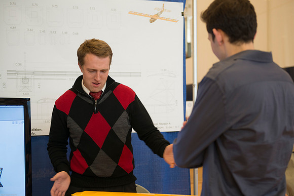Students present their projects for the Student Research and Creative Works Conference.