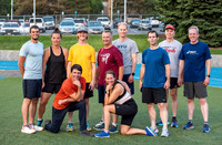 Faculty and community members of BYUI at Speed and Agility triathlete trannings at the stadium.