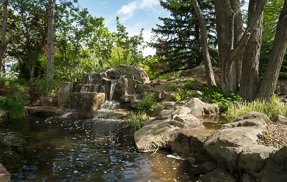 Water features in the Ricks Horticulture Gardens create a place of peace and tranquility.