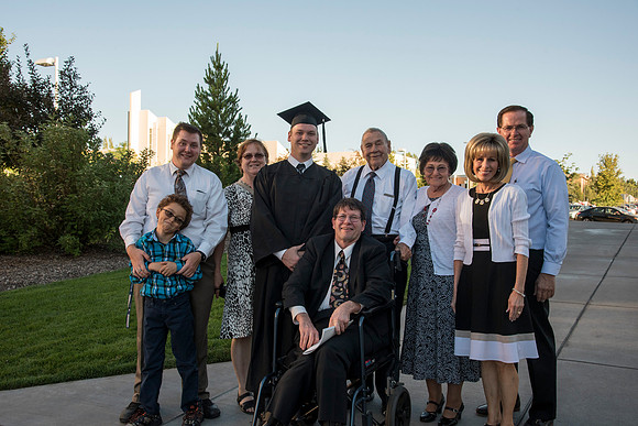 Graduates with their families on campus at BYU-Idaho prior to Convocation. Photo by Ryan Chase