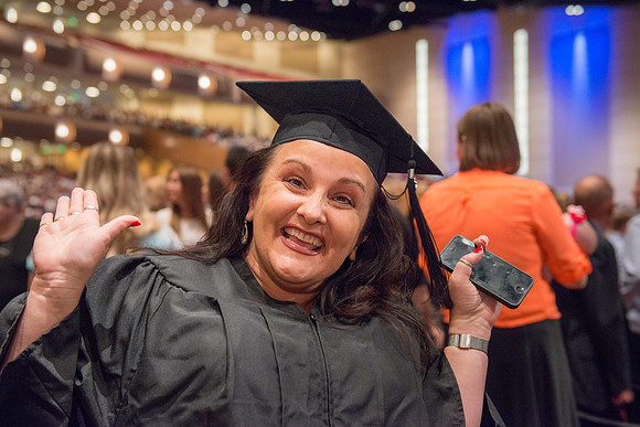 Graduates gather for BYU-Idaho commencement. Graduates march in during the processional.