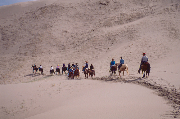 Biology students take a Field Trip to the Sand Dunes to go horseback riding with Mel Griffeth.