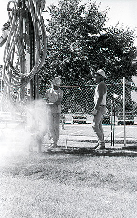 Construction takes place on the Religion Building site.
