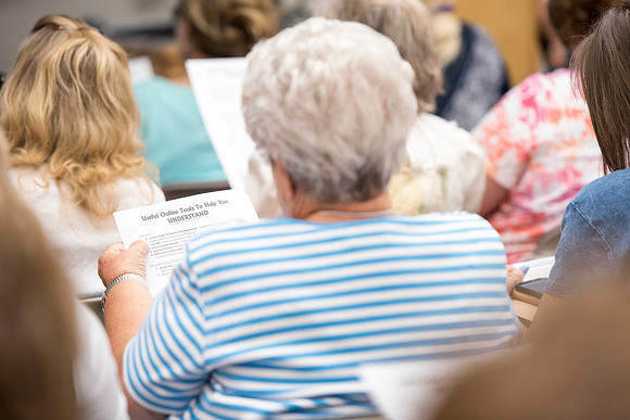 Many people gather to hear speakers and learn during Education Week at BYU-I. 2016