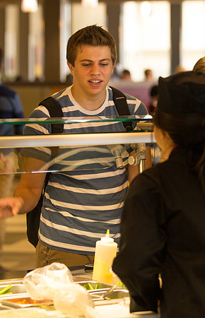 Students purchase lunch from Crossroads in the Manwaring Center