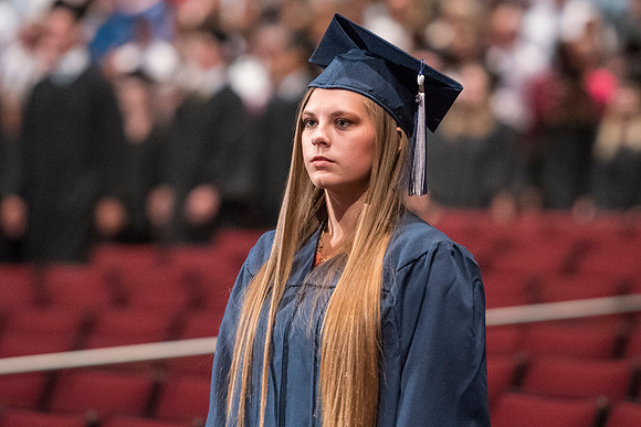 Graduates of Brigham Young University-Idaho entering Convocation ceremony of the Spring 2016 semester. Photo by Ryan Chase.