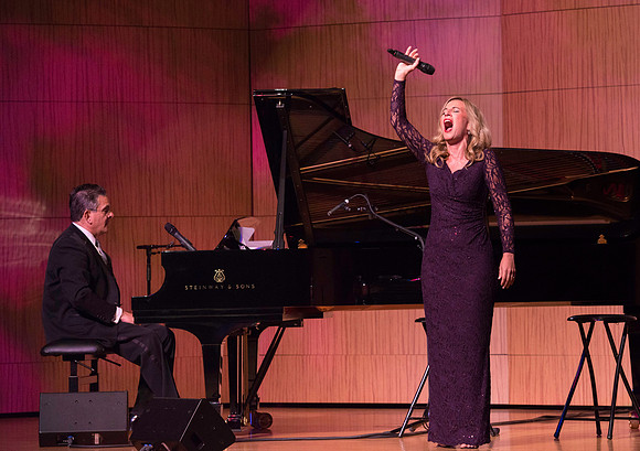 Marvin Goldstein and Vanessa Joy perform in the Barrus Concert Hall during education week at BYU-Idaho.