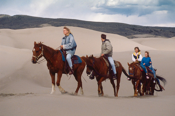 Biology students take a Field Trip to the Sand Dunes to go horseback riding with Mel Griffeth.