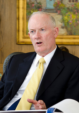 Brigham Young University-Idaho, President Kim B. Clark in his office during an interview.