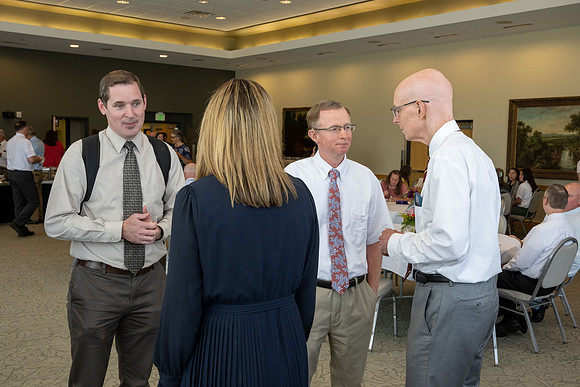 A reception for President Henry J Eyring and his wife Kelly to express their gratitude to employees of BYU-Idaho.