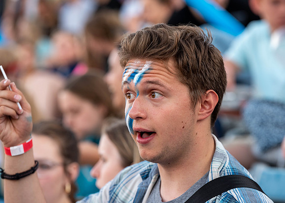 BYU-Idaho Football Teams compete in the Final Game of the Season. Students cheer them on from the stands, as the spirit team and Rix Stix Rally them up.