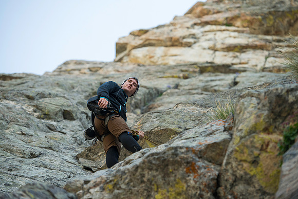 A massive rock buttress, several hundred feet tall on the South boundry of the Jackson Hole Ski resort. (Rock climbing video shoot directed by Michael Ballard and assisted by Taylor Ray. Scott Hurst b