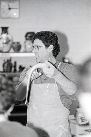 Rich Briggs demonstrates to the students in class. Handle is being made.