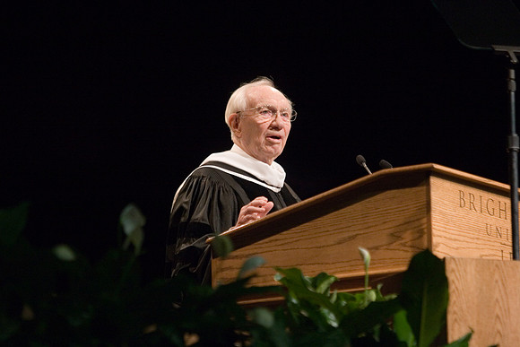 President Gordon B. Hinckley participates in the inauguration of Pres Kim B Clark.