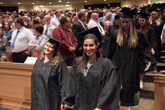 Graduates of Brigham Young University-Idaho entering Convocation ceremony of the Spring 2016 semester. Photo by Ryan Chase.