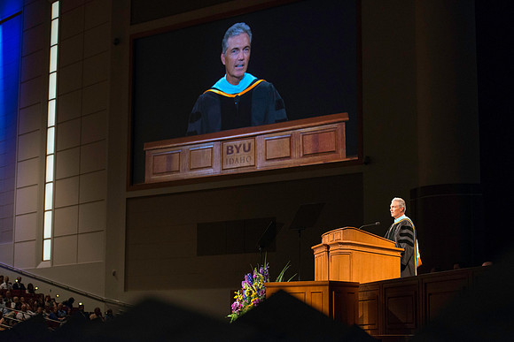 BYU-Idaho graduation. Devin G. Durrant, First Counselor in the Sunday School General Presidency speaks to the graduates.