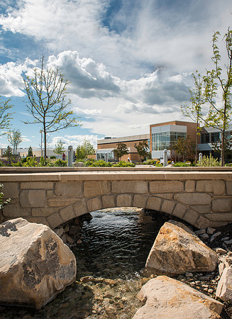 Water feature in the middle of the court yard between the Manwaing Center and the Taylor Building.
