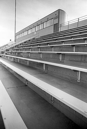 A view of the announcers booth at Viking Stadium