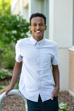 Student on campus for Admissions Viewbook.