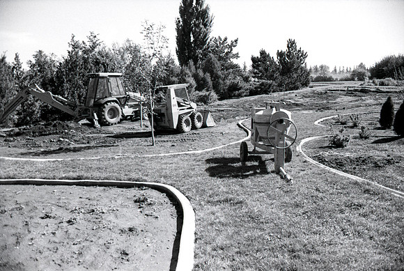 Construction takes place on the Religion Building site.