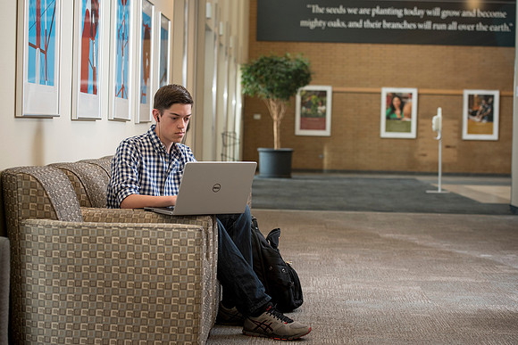 Peter Marshall finds a quiet place to study in the MC.