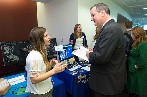 Comm Students get the chance to show off their skills through doing a senior project. The students are mentored throughout the semester and then judged and graded for the quality of their work.