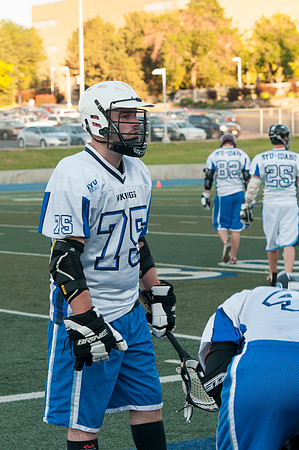 BYU-Idaho players during time out in the Men's Lacrosse Championship Game, Spring 2013