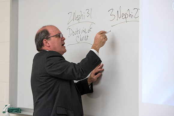 Jeff Chapman, one on the Religion instructors, teaches the Foundations of the Restoration course on campus.