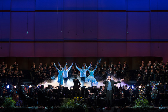 BYU-Idaho Center Stage had their annual Patriots and Pioneers concert July 9 with George Dyer as their soloist.