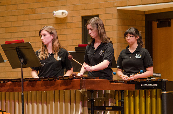 Students playing percussions at the RixStix concert, Spring 2013