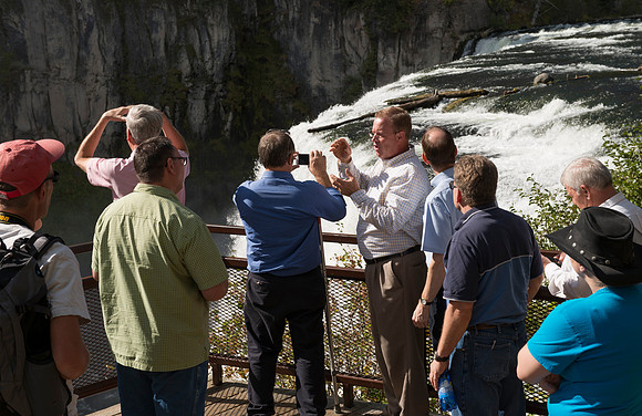 Geology Instructor, Dan Moore takes a group of faculty up to Island Park and Mesa Falls, teaching about the Henrys Fork Caldera and answering Geology questions about the area.
