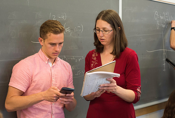 Exemplary Faculty Jen Baxter teaches a Trigonometry class in the Ricks Building.
