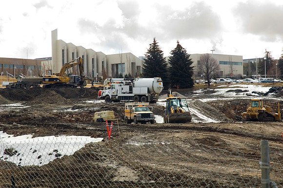 Construction on the Auditorium, later named the BYU-Idaho Center.