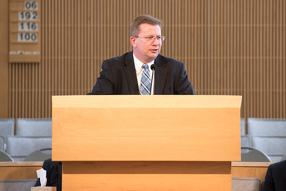 Jeff Morrin was announced as the new University Resources Vice President. Charles Andersen, the previous Vice President gives a few remarks.