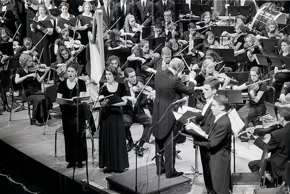 1999 Sacred Music Performance in the Snow Barrus Concert Hall. Commissioned composition by Merrill Jenson. Featuring Ricks College Symphony Orchestra, Collegiate Singers, and Concert Chorale with LDS