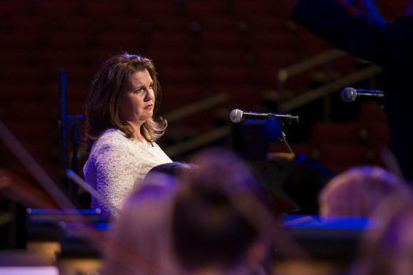 Brigham Young University-Idaho's Symphony Orchestra, Collegiate Singers, Concert Choir, Men's Choir, and Women's Choir rehearses in the I-Center for their "The Redeemer" performance.