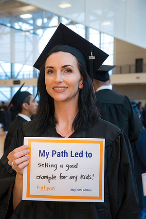 Pathway graduates gather before commencement.