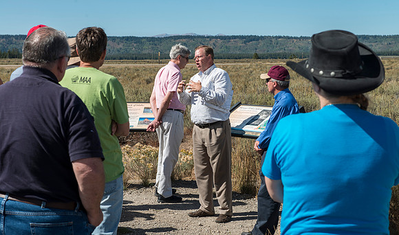 Geology Instructor, Dan Moore takes a group of faculty up to Island Park and Mesa Falls, teaching about the Henrys Fork Caldera and answering Geology questions about the area.