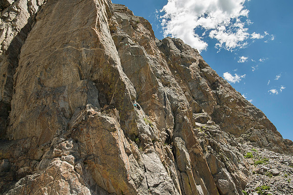 A massive rock buttress, several hundred feet tall on the South boundry of the Jackson Hole Ski resort. (Rock climbing video shoot directed by Michael Ballard and assisted by Taylor Ray. Scott Hurst b